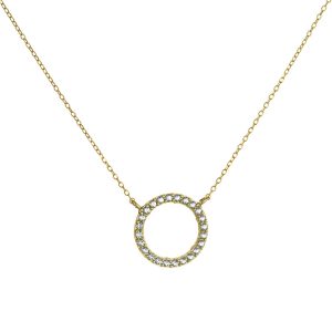 Κολιέ Χρυσό 14Κ Κύκλος Με Λευκές Πέτρες Ζιργκόν MSK-22691Y