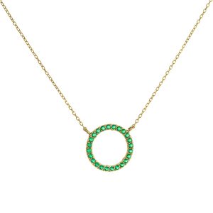 Κολιέ Χρυσό 14Κ Κύκλος Με Πράσινες Πέτρες Ζιργκόν MSK-22655Y