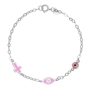 Βραχιόλι Ασημένιο 925 Επιπλατινωμένο Με Σταυρουδάκι και Ματάκια TGS-22018W