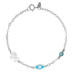 Βραχιόλι Ασημένιο 925 Με Αρκουδάκι και Ματάκια TGS-22020W