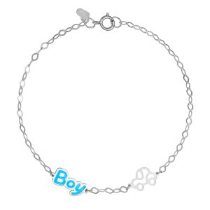 Βραχιόλι Ασημένιο 925 Επιπλατινωμένο Με Αυτοκινητάκι και BOY Με Σμάλτο TGS-22019W