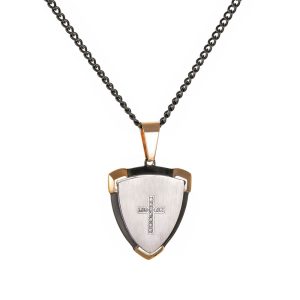 Ανδρικό Κρεμαστό Με Αλυσίδα Από Ανοξείδωτο Ατσάλι Με Σταυρό Από Λευκές Πέτρες SUA-22593W