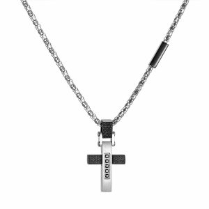 Σταυρός Με Αλυσίδα Από Ανοξείδωτο Ατσάλι Σε Ασημί Χρώμα SUA-22597W