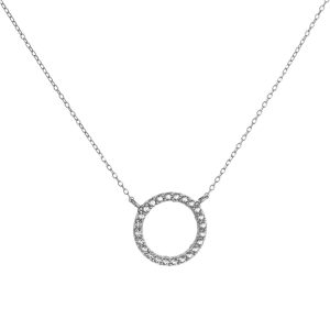 Κολιέ Λευκόχρυσο 14Κ Κύκλος Με Λευκές Πέτρες Ζιργκόν MSK-22691W