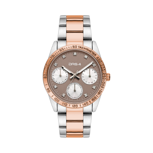 Ρολόι Γυναικείο Das.4 Με Καφέ Χρώμα Καντράν & Δίχρωμο Μπρασελέ Από Ανοξείδωτο Ατσάλι 2031100571