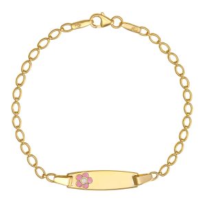 Ταυτότητα Παιδική Χρυσή Κ14 Με Μαργαρίτα Με Σμάλτο Στην Πλάκα KBT-22828Y