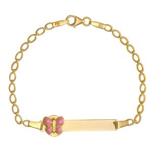 Ταυτότητα Παιδική Χρυσή Κ14 Με Πεταλούδα Με Σμάλτο Στην Πλάκα KBT-22829Y