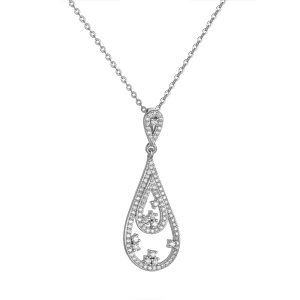 Εντυπωσιακό Κολιέ Ασημένιο 925 Με Λευκές Πέτρες Ζιργκόν ASZ-22716W