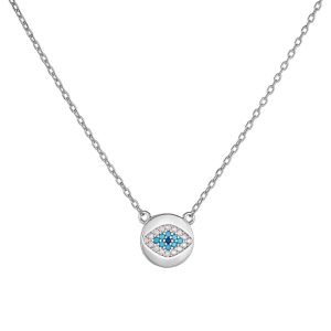 Κολιέ Ασημένιο 925 Μάτι Με Λευκές & Γαλάζιες Πέτρες Ζιργκόν ASZ-22774W
