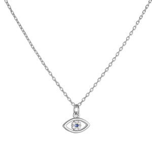 Κολιέ Ασημένιο 925 Μάτι Με Λευκές Πέτρες Ζιργκόν & Μπλε Στο Κέντρο ASZ-22766W