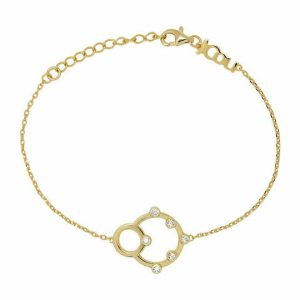 Βραχιόλι Ασημένιο 925 JCOU Επιχρυσωμένο Με Λεπτομέρειες Από Λευκές Πέτρες Ζιργκόν JW906G2-01