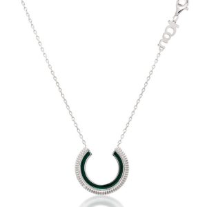 Κολιέ JCOU Ασημένιο Επιπλατινωμένο Με Μαύρο Σμάλτο JW903S1-02