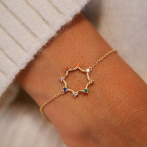 Βραχιόλι Ασημένιο 925 JCOU Επιχρυσωμένο Με Πολύχρωμες Πέτρες Ζιργκόν JW902G2-01