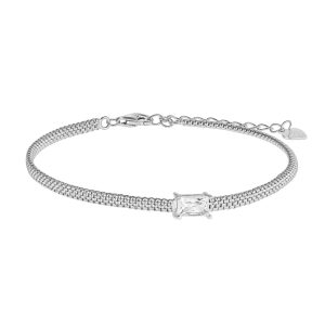Βραχιόλι Ασημένιο 925 Με Λευκή Πέτρα Σε Κοπή Baquette PSS-20811W