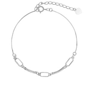 Γυναικείο Βραχιόλι Ασημένιο 925 Με Φίλντισι & Λευκές Πέτρες Ζιργκόν PSS-22903W