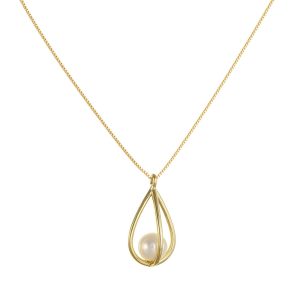 Εντυπωσιακό Κολιέ Χρυσό Κ14 Με Μαργαριτάρι Στο Εσωτερικό TOK-22976Y