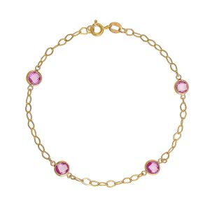 Βραχιόλι Χρυσό Κ14 Με Στρόγγυλες Πολύχρωμες Πέτρες Ζιργκόν IPV-22956Y