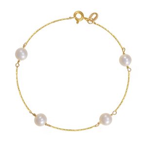 Βραχιόλι Γυναικείο Χρυσό Κ14 Με Μαργαριτάρια (5,5mm-6mm) IPV-22957Y