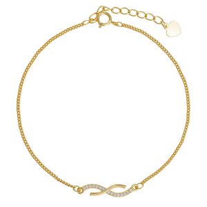 Βραχιόλι Ασημένιο 925 Επιχρυσωμένο Με Λεπτομέρειες Από Λευκές Πέτρες Ζιργκόν PSS-22943Y