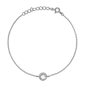 Βραχιόλι Ασημένιο 925 Minimal Στρόγγυλη Ροζέτα Με Λευκές Πέτρες Ζιργκόν ASZ-22762W