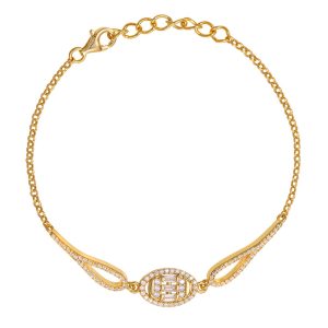 Εντυπωσιακό Βραχιόλι Γυναικείο Ασημένιο Επιχρυσωμένο Με Λευκές Πέτρες Ζιργκόν ASZ-22901Y