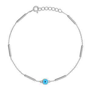 Γυναικείο Βραχιόλι Ασημένιο 925 Με Ματάκι Με Σμάλτο ASZ-22768W