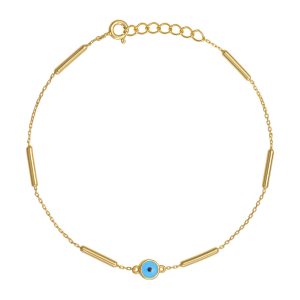 Γυναικείο Βραχιόλι Ασημένιο 925 Επιχρυσωμένο Με Ματάκι Με Σμάλτο ASZ-22768Y