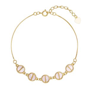 Εντυπωσιακό Βραχιόλι Γυναικείο Ασημένιο Επιχρυσωμένο Με Κύκλους Με Φίλντισι PSS-20808Y