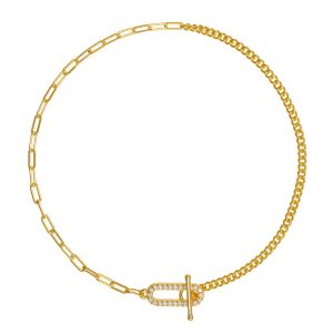 Βραχιόλι Γυναικείο Ασημένιο Επιχρυσωμένο Με Οβαλ Κούμπωμα Με Λευκές Πέτρες Ζιργκόν PSS-20809Y