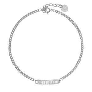 Βραχιόλι Ασημένιο 925 Με Μπάρα Με Λευκές Πέτρες Ζιργκόν Σε Κοπή Baquette PSS-22804W
