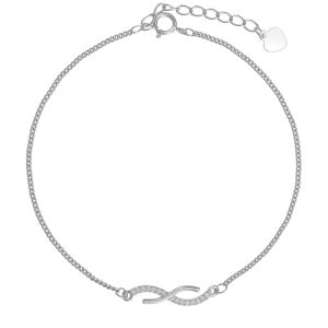 Βραχιόλι Ασημένιο 925 Με Λεπτομέρειες Από Λευκές Πέτρες Ζιργκόν PSS-22943W