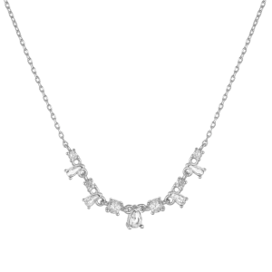 Κολιέ Ασημένιο 925 Με Λευκές Πέτρες Ζιργκόν Σε Σχήμα Δάκρυ & Στρόγγυλες ASZ-22738W