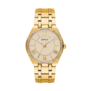 Ρολόι Γυναικείο Das.4 Με Σαμπανί Χρώμα Καντράν & Στολισμένο Με Λευκά Ζιργκόν Περιμετρικά 2031100141