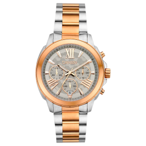 Ρολόι Γυναικείο BREEZE 712481.6 Με Μπρασελέ Από Ανοξείδωτο Ατσάλι Σε Ασημί/Rosegold Χρώμα Της Σειράς Chronique