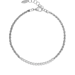 Βραχιόλι Λευκόχρυσο 14K Γυναικείο Με Λεπτομέρειες Από Λευκές Πέτρες Ζιργκόν AMV-21781W