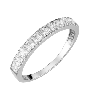 Δαχτυλίδι Λευκόχρυσο 14Κ Σειρέ Με Λευκές Πέτρες Ζιργκόν MSD-10263W