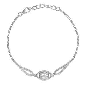 Εντυπωσιακό Βραχιόλι Γυναικείο Ασημένιο Με Λευκές Πέτρες Ζιργκόν ASZ-22901W