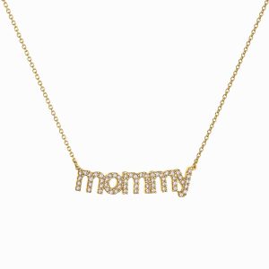 Κολιέ Χρυσό Κ14 Μommy Με Λευκές Πέτρες Ζιργκόν AFK-23106Y