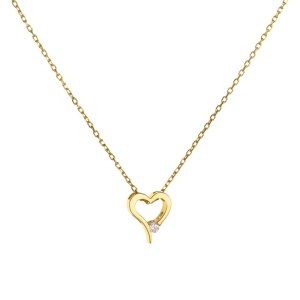 Κολιέ Χρυσό 14Κ Με Καρδιά & Λευκή Πέτρα Ζιργκόν KBK-23111Y