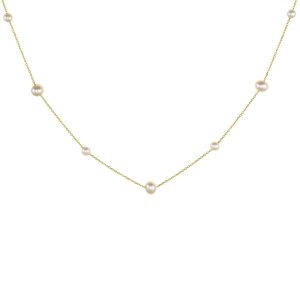 Κολιέ Χρυσό Κ14 Με Μαργαριτάρια Λευκά Σε Δύο Μεγέθη KAK-23167Υ