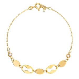 Βραχιόλι Γυναικείο Χρυσό 14Κ Με Οβαλ Λουστρέ Στοιχεία ANV-23156Y