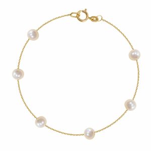 Βραχιόλι Γυναικείο Χρυσό 14Κ Με Λευκά Μαργαριτάρια 5-5,50mm KAV-23151Y