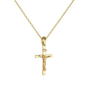 Σταυρουδάκι Χρυσό Κ14 Λουστρέ Με Τον Εσταυρωμένο KBS-23119Y