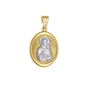 Φυλαχτό Παναγία Χρυσό Κ9 Οβάλ Δίχρωμη APP-23105Y