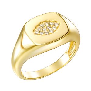 Σεβαλιέ Δαχτυλίδι Ασημένιο 925 Επιχρυσωμένο Με Λευκές Πέτρες Ζιργκόν ASZ-24308Y