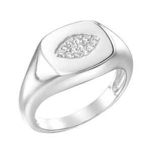 Σεβαλιέ Δαχτυλίδι Ασημένιο 925 Με Λευκές Πέτρες Ζιργκόν ASZ-24308W