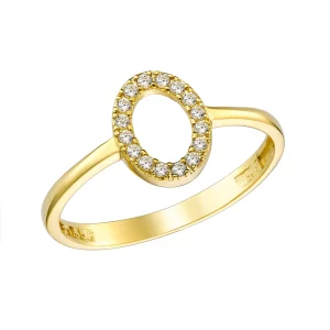 Χρυσό Δαχτυλίδι 14Κ Οβάλ Με Λευκές Πέτρες Ζιργκόν Περιμετρικά MSD-10288Y