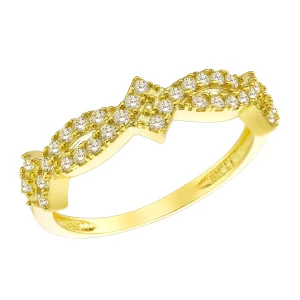 Διαχρονικό Δαχτυλίδι Γυναικείο Χρυσό 14Κ Με Λευκές Πέτρες MSD-23294Y