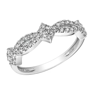 Διαχρονικό Δαχτυλίδι Γυναικείο Λευκόχρυσο 14Κ Με Λευκές Πέτρες MSD-23294W