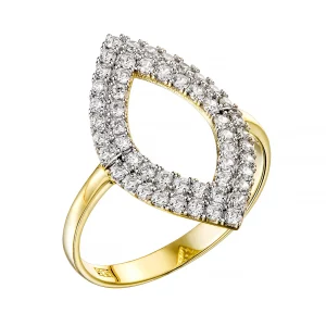 Χρυσό Δαχτυλίδι 14Κ Ρόμβος Με Λευκές Πέτρες Ζιργκόν MSD-23301Y